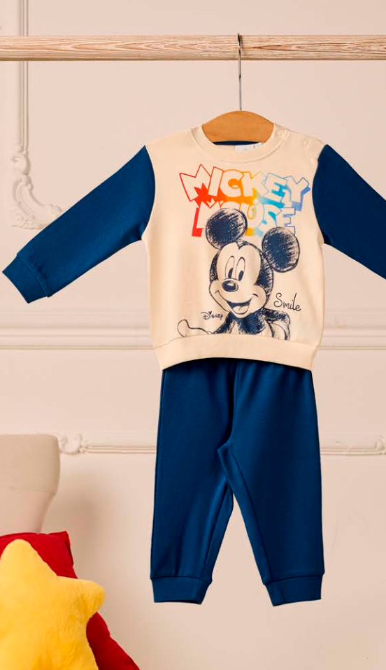 Pigiama caldo cotone Mickey Mouse interlock neonato bambino DY32K9144