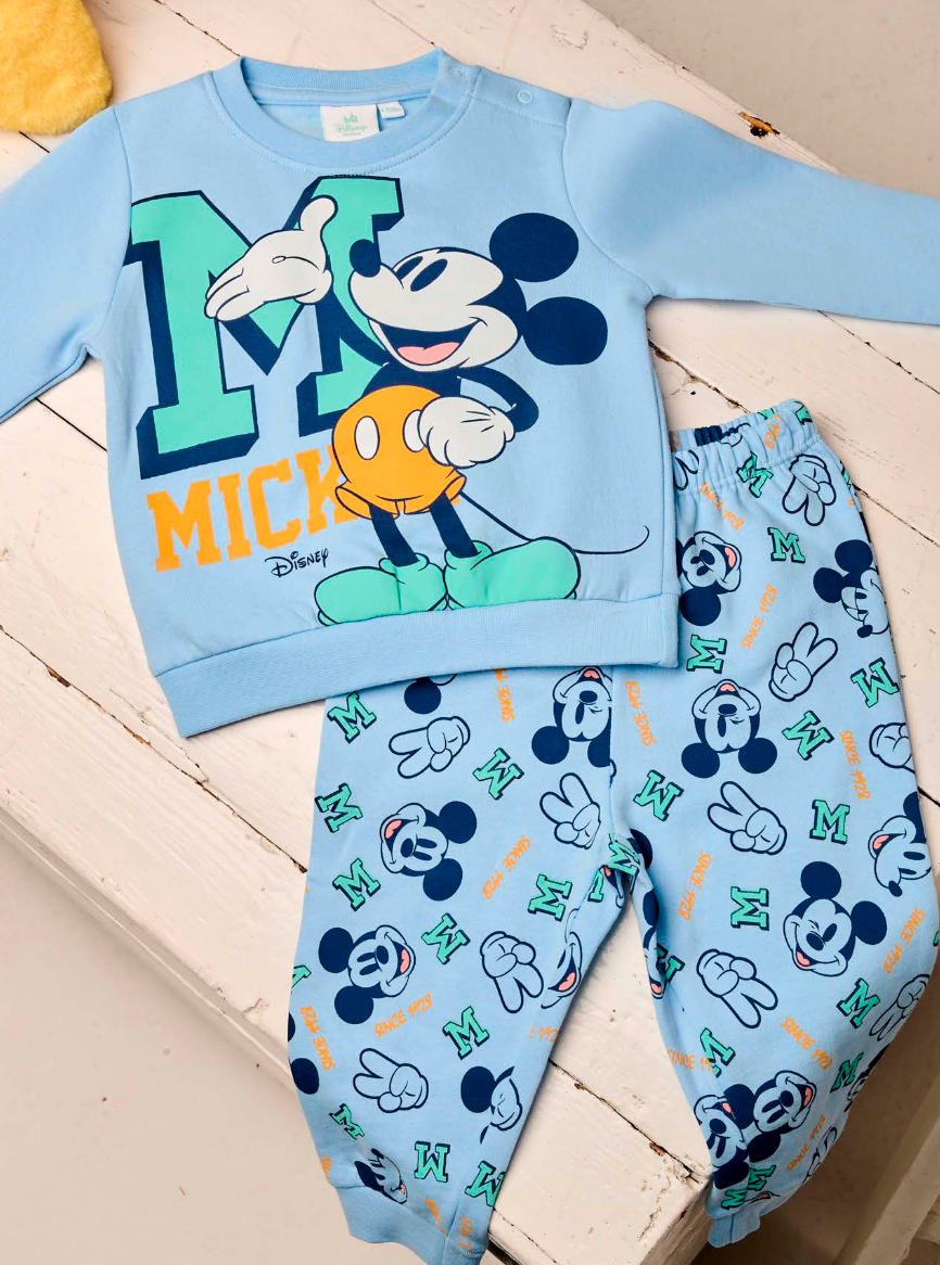 Pigiama cotone felpato Mickey Mouse Disney neonato bambino DY32P0304