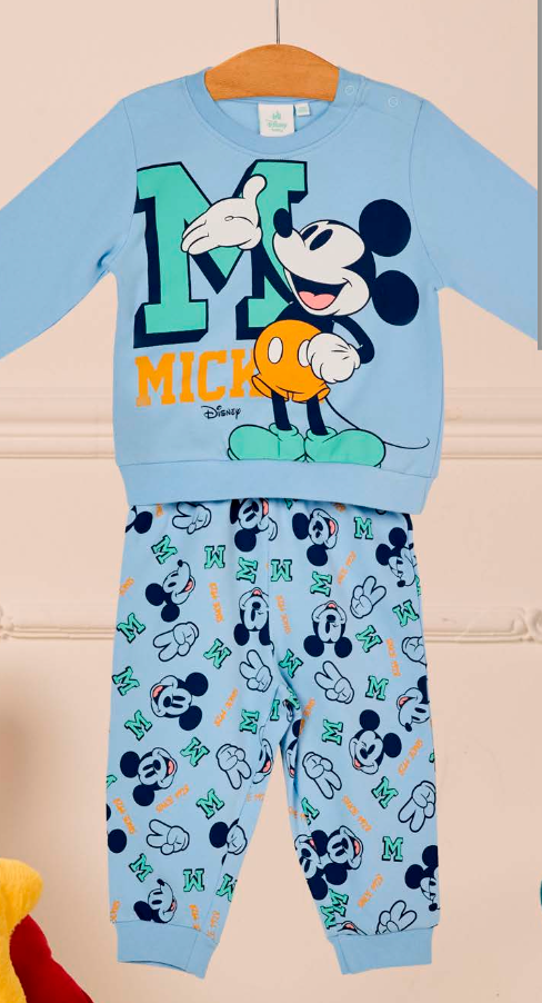 Pigiama cotone felpato Mickey Mouse Disney neonato bambino DY32P0304