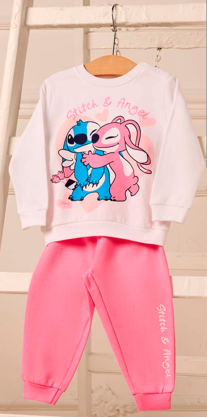 Pigiama cotone felpato Stitch&Angel Disney neonata bambina DY32U0237