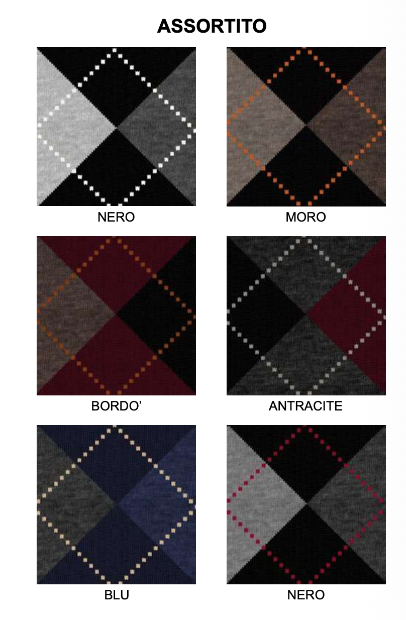 Confezione da 6 paia di calze corte uomo in soft cashmere Meritex 1519 Rombo
