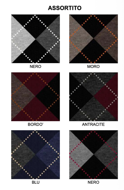 Confezione da 6 paia di calze corte uomo in soft cashmere Meritex 1519 Rombo