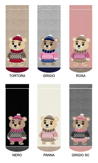 Confezione da 6 paia di calze antiscivolo bambina Meritex in caldo cotone 4397 Bear
