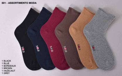 Confezione da 6 paia di calze MIDI donna in caldo cotone taglio laser Sièlei CN04