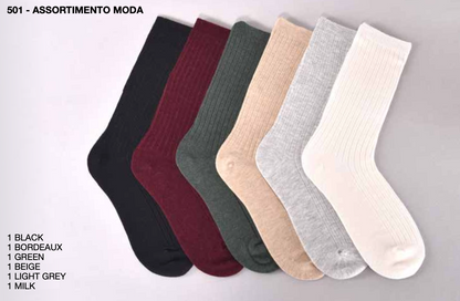 Confezione da 6 paia di calze lunghe donna in misto lana Sièlei LC08