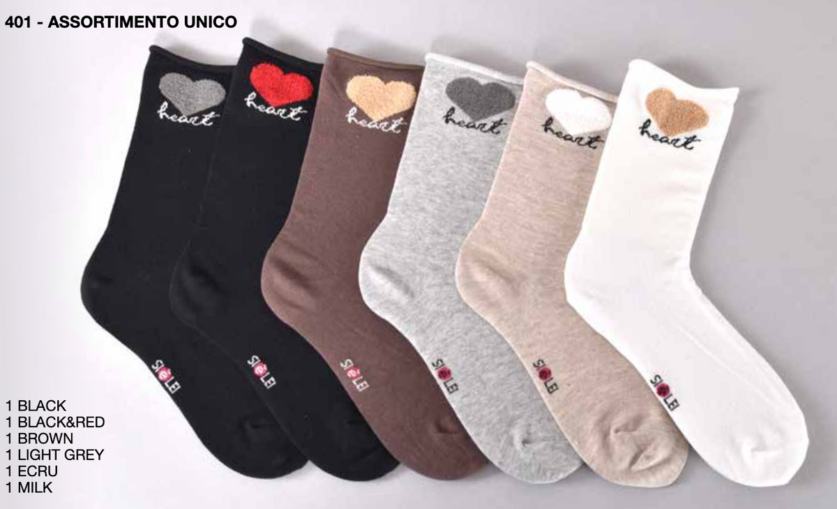 Confezione da 6 paia di calze donna in caldo cotone taglio laser Sièlei HE02