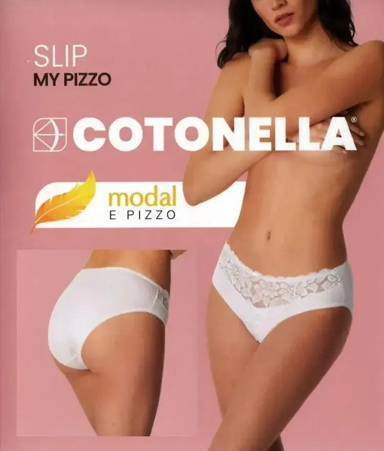 Slip donna in cotone modal e pizzo Cotonella ADC88