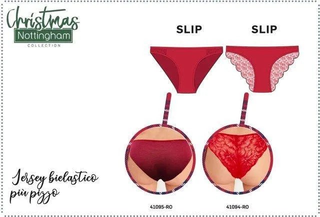 Slip rosso donna Nottingham cotone pizzo 41094