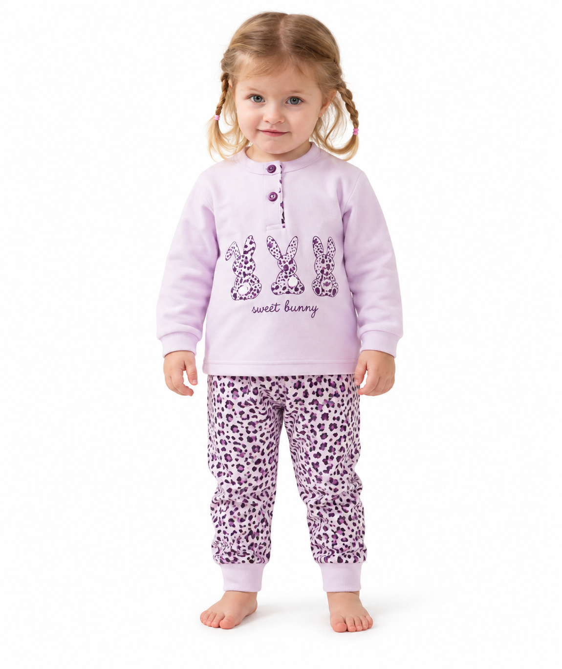 Pigiama invernale Neonata serafino bambina felpa Gary 1167 - VIOLETTA - foto su fondo bianco