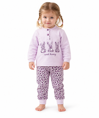 Pigiama invernale Neonata serafino bambina felpa Gary 1167 - VIOLETTA - foto su fondo bianco