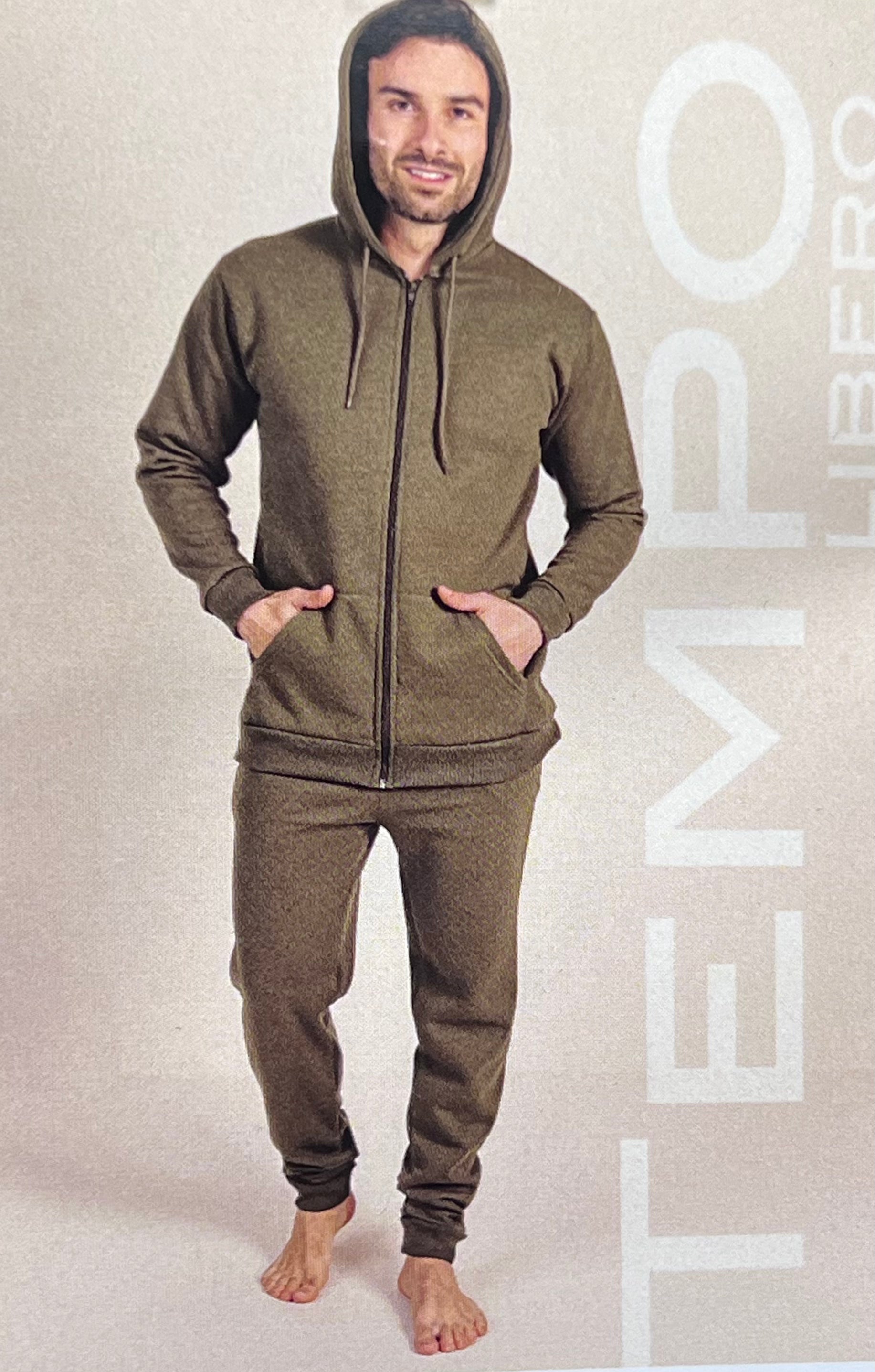 Tuta uomo felpata invernale aperta con zip e cappuccio Gary 8001