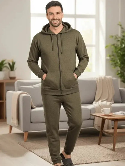 Tuta uomo felpata invernale aperta con zip e cappuccio Gary 8001