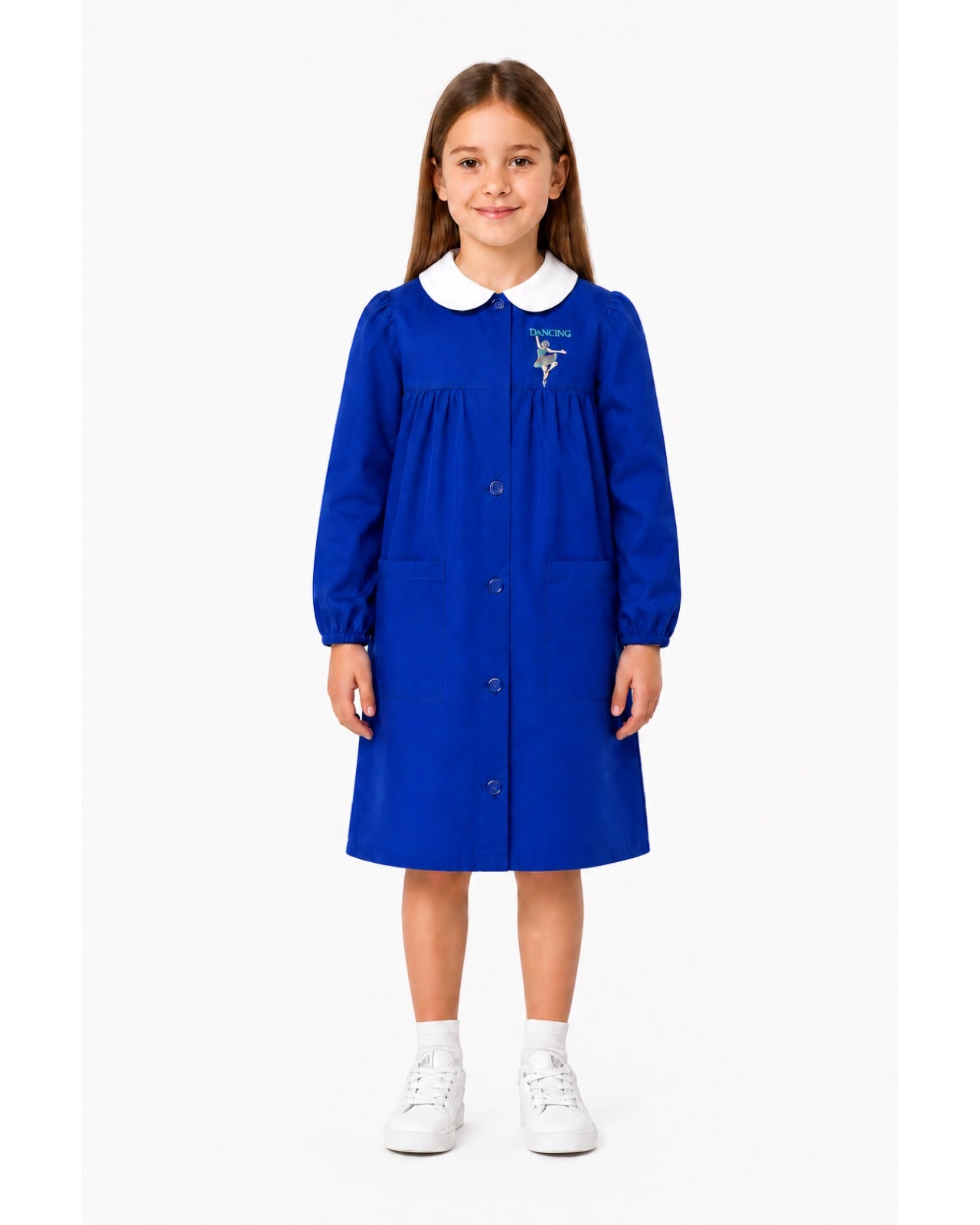 Grembiule scuola elementare blu bambina Nazareno Gabrielli Made in Italy Dancing 0843A26