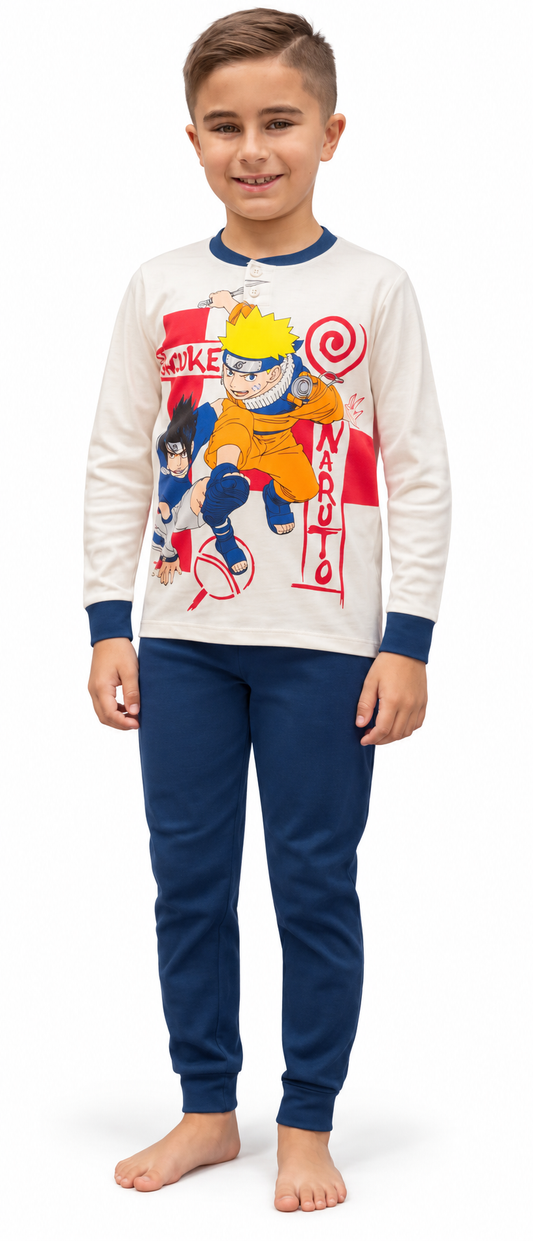 Pigiama caldo cotone Naruto interlock bambino baby ON40M7615 - CREMA