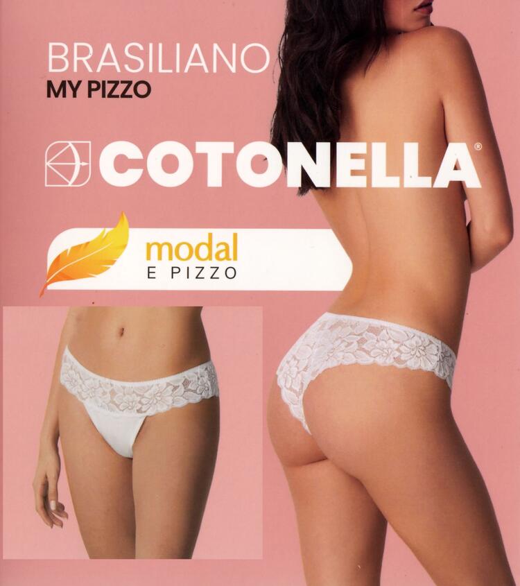 Brasiliana donna in cotone modal e pizzo Cotonella ADC87 - Caos Intimo Donna - Uomo - Bambini - Casa - Cotonella