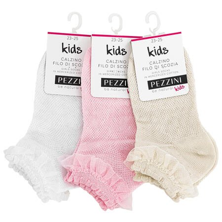 Calze corte bimba in filo di scozia elasticizzata con tulle cerimoniaPezzini GCZ - PPE25002 - Caos Intimo Donna - Uomo - Bambini - Casa - Pezzini