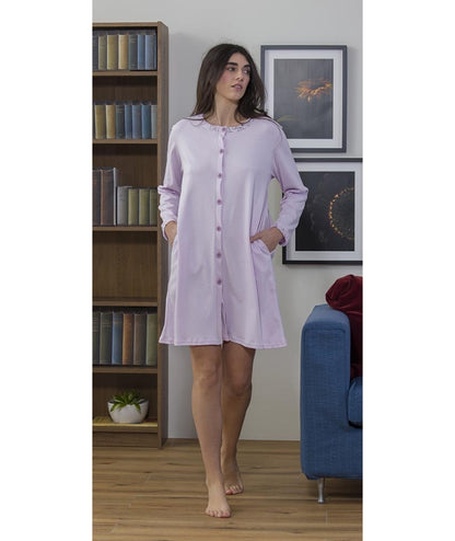 Camicia da notte donna aperta invernale interlock Gary 5439