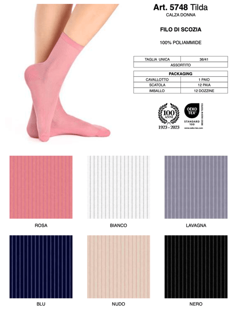 Confezione da 12 paia di calze donna a coste Meritex 5748 Tilda - Caos Intimo Donna - Uomo - Bambini - Casa - Meritex
