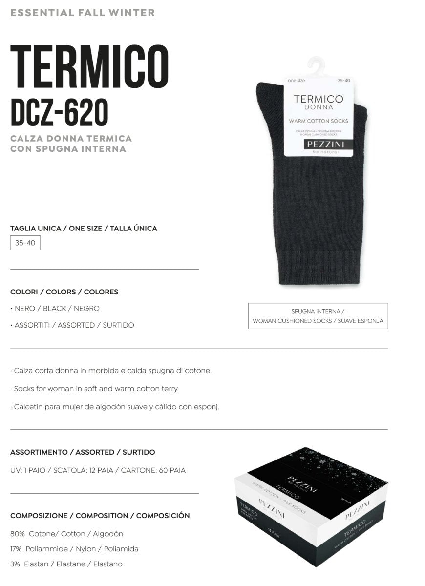 Confezione da 3 paia di calze termiche corte donna Pezzini DCZ - 620 - Caos Intimo Donna - Uomo - Bambini - Casa - Pezzini