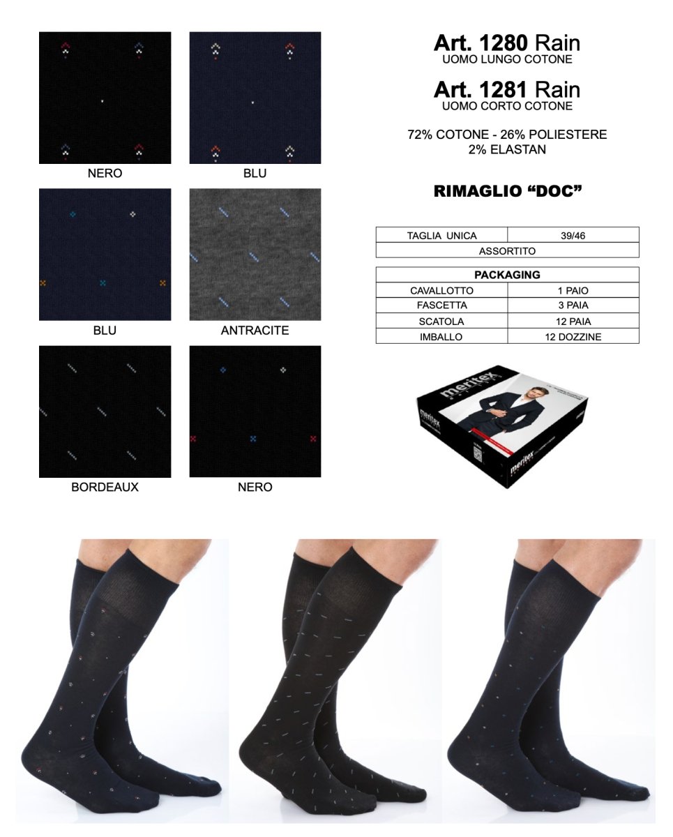 Confezione da 6 paia calze corte caldo cotone Meritex 1281 Rain - Caos Intimo Donna - Uomo - Bambini - Casa - Meritex