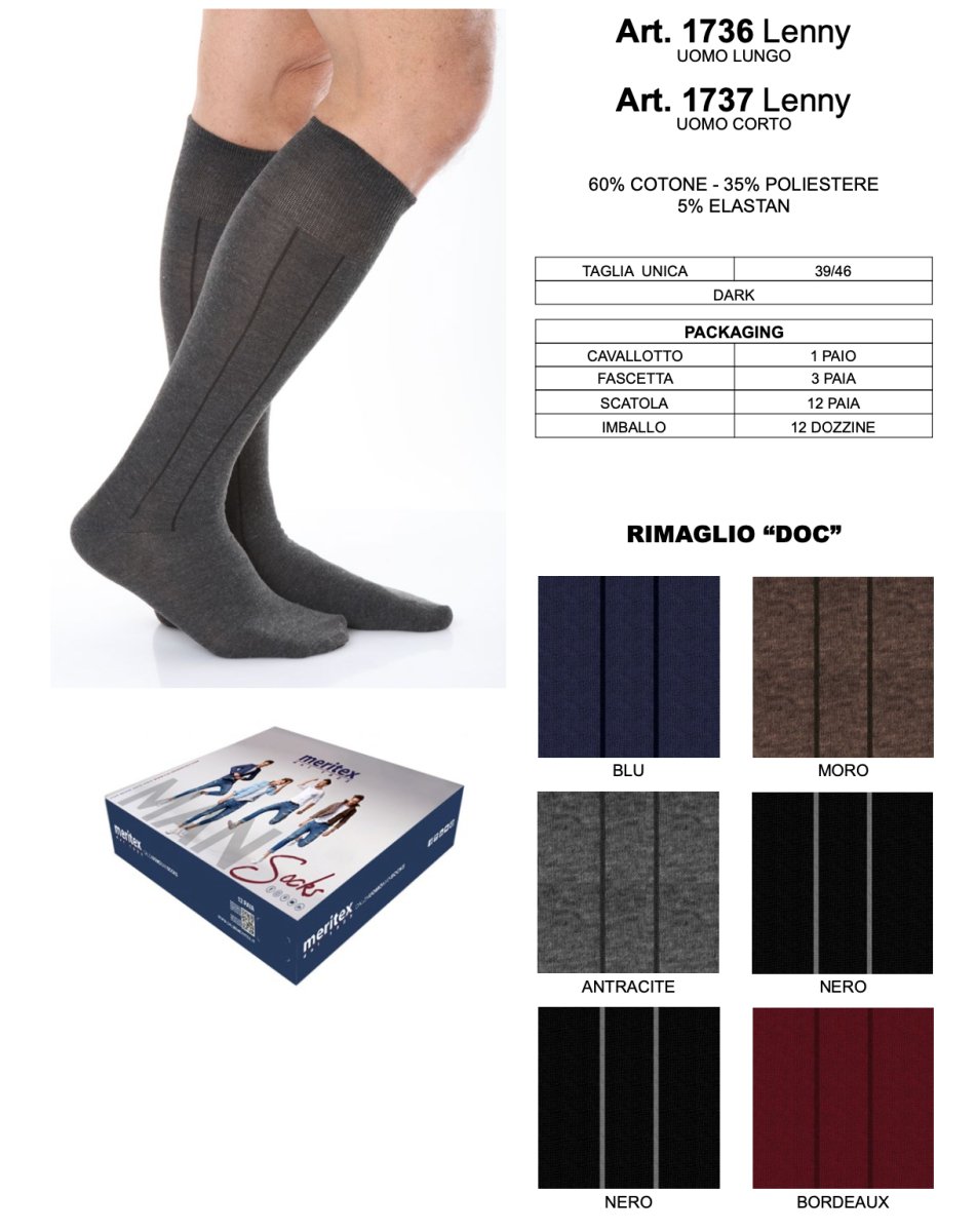 Confezione da 6 paia calze lunghe caldo cotone Meritex 1736 Lenny - Caos Intimo Donna - Uomo - Bambini - Casa - Meritex
