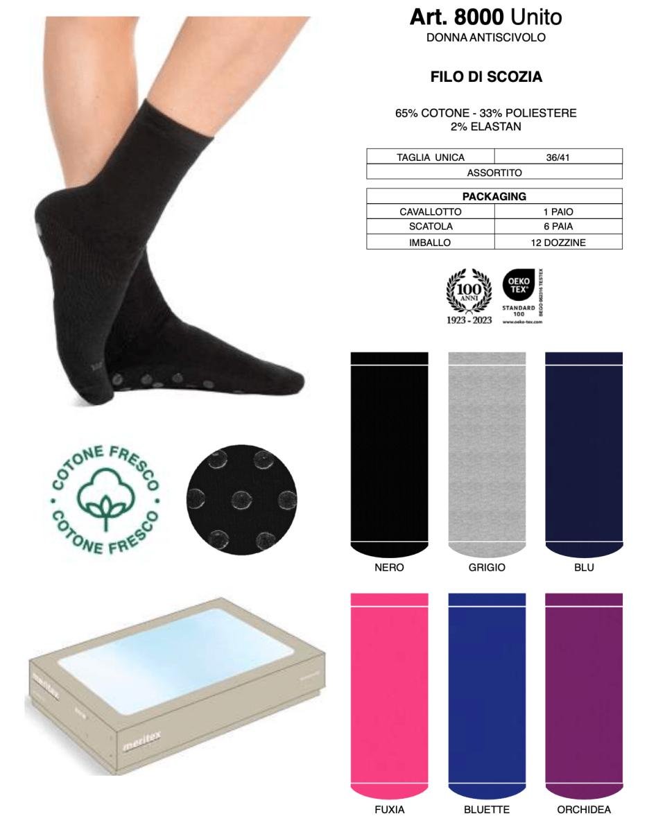 Confezione da 6 paia di calze antiscivolo donna Meritex cotone fresco 8000 ABS - Caos Intimo Donna - Uomo - Bambini - Casa - Meritex
