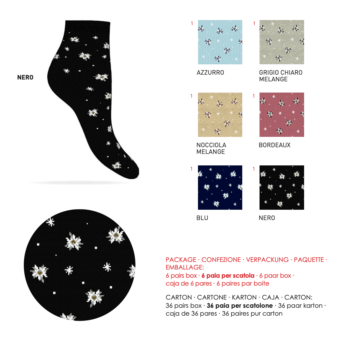 Confezione da 6 paia di calze donna in caldo cotone Sièlei CE01 Cervinia - Caos Intimo Donna - Uomo - Bambini - Casa - Sièlei