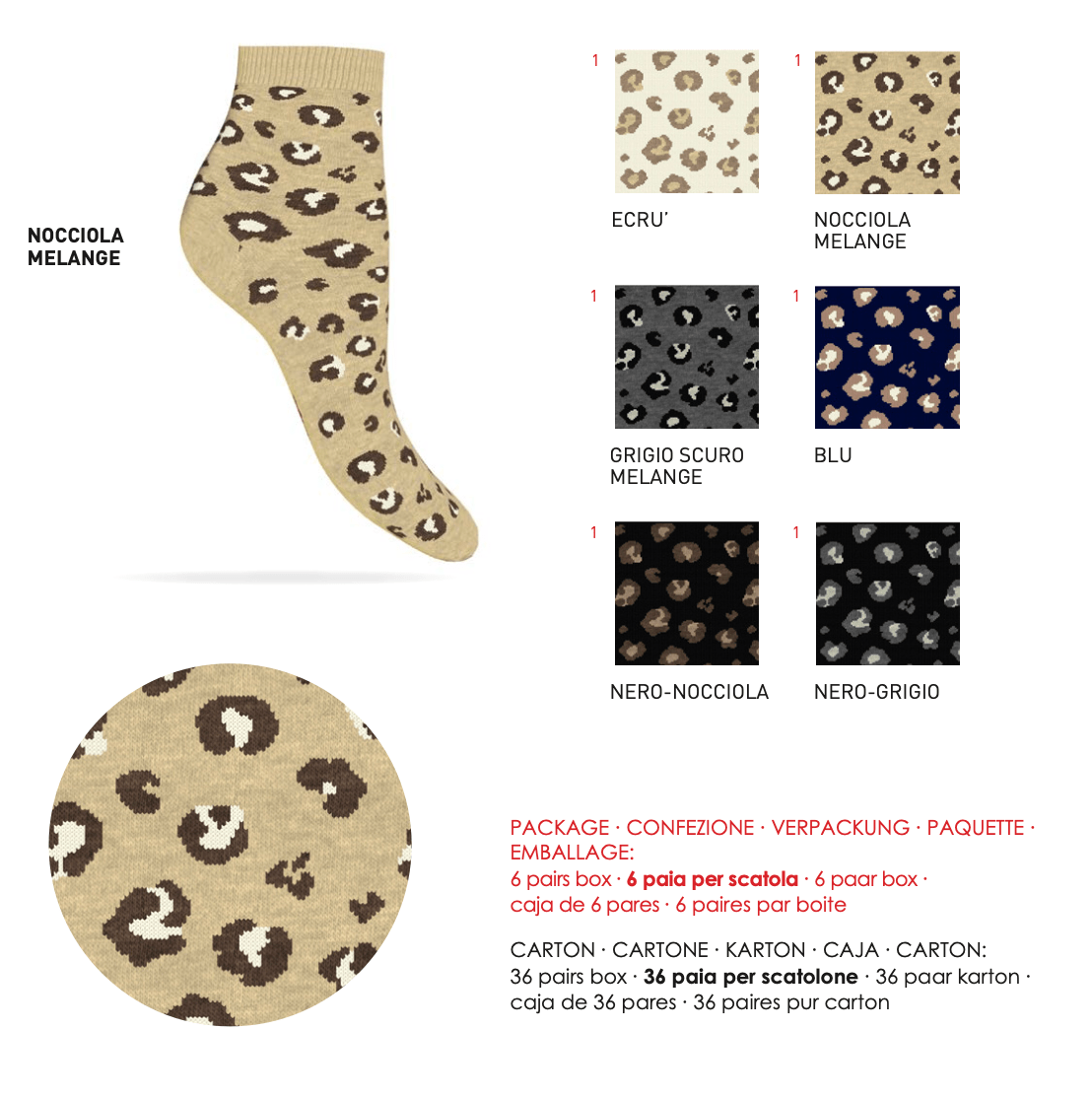 Confezione da 6 paia di calze donna in caldo cotone Sièlei VE01 Maculato - Caos Intimo Donna - Uomo - Bambini - Casa - Sièlei