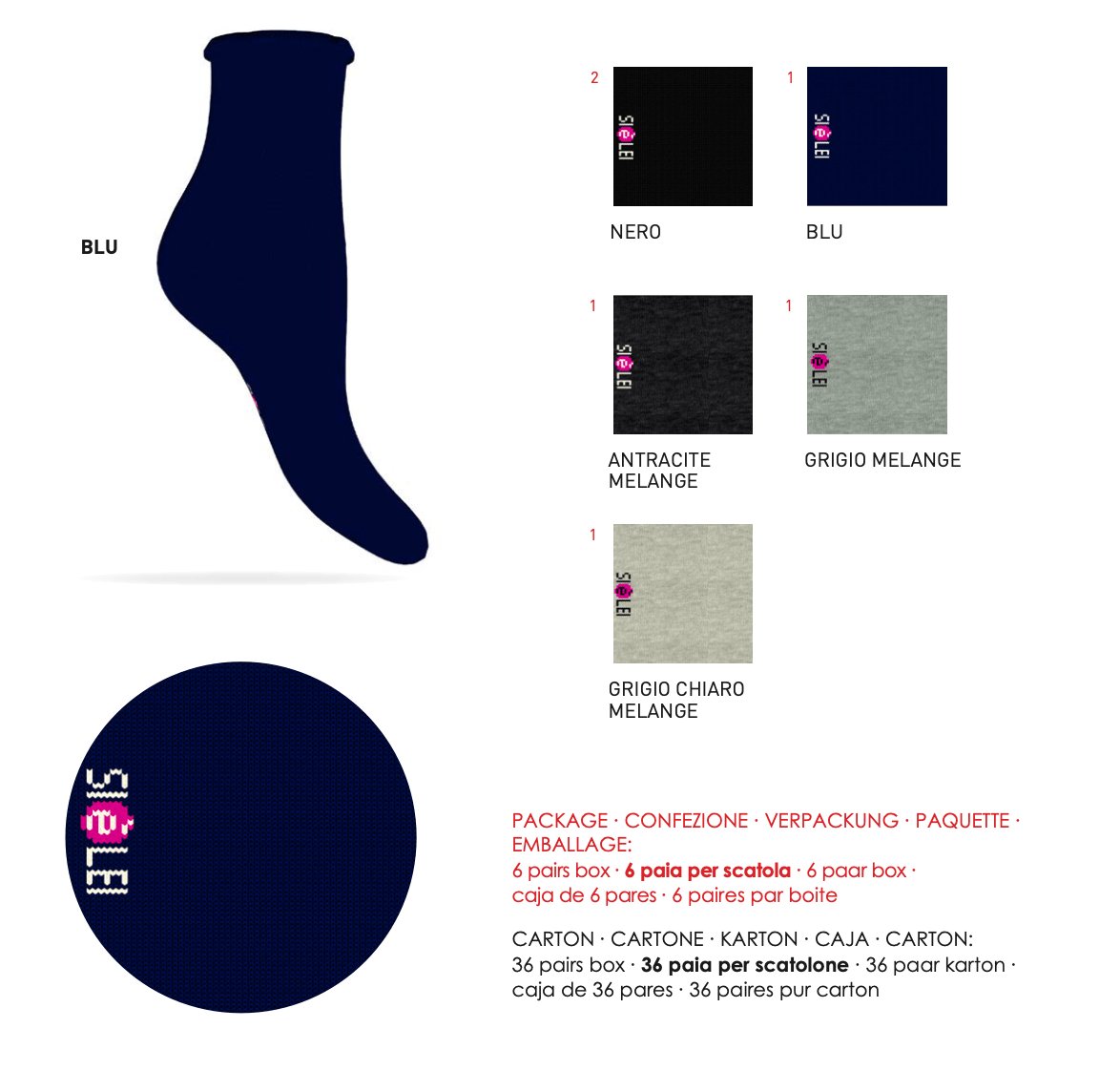 Confezione da 6 paia di calze donna in caldo cotone taglio laser Sièlei CL02 Classico - Caos Intimo Donna - Uomo - Bambini - Casa - Sièlei