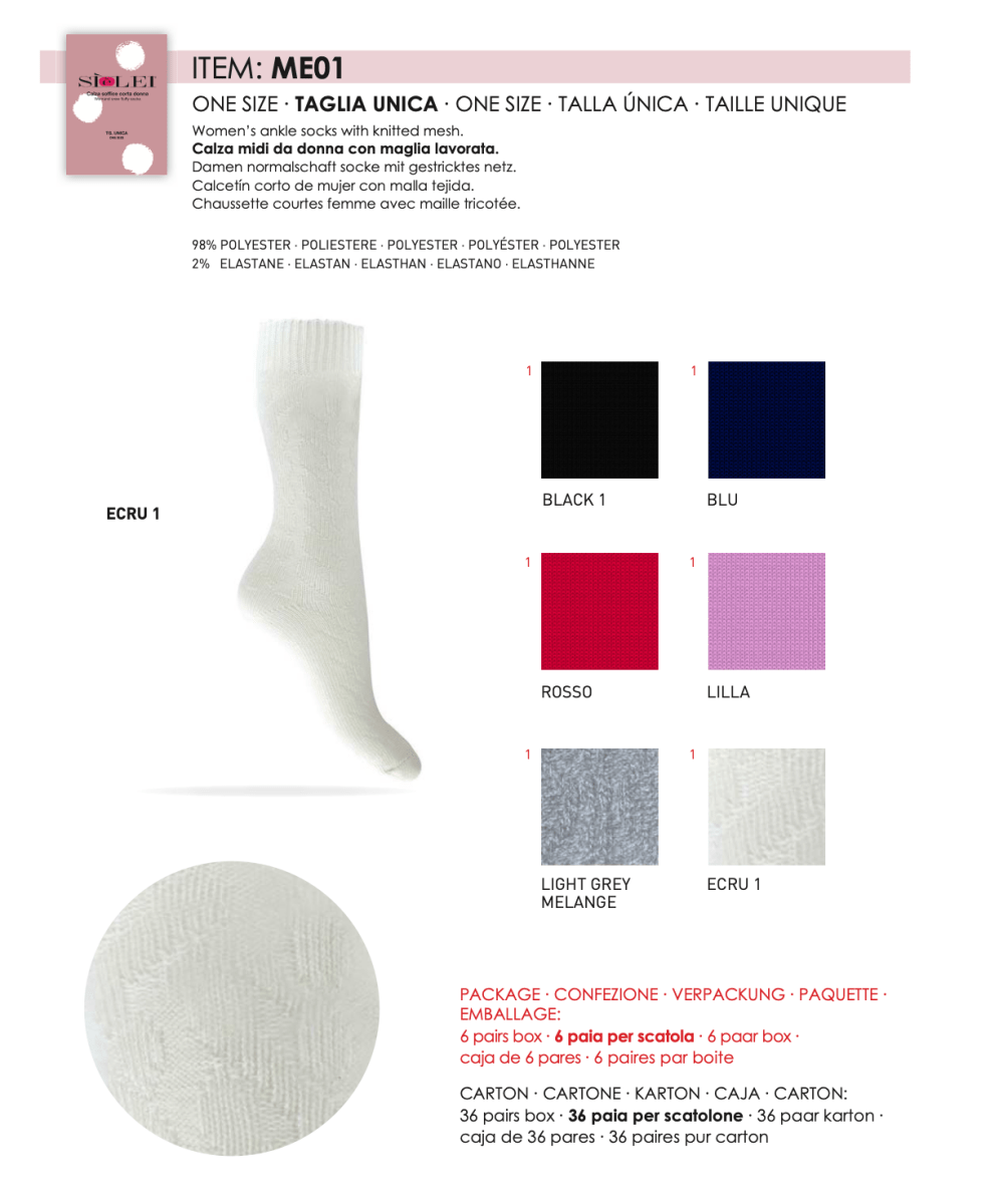 Confezione da 6 paia di calze midi donna in coral Sièlei ME01 - Caos Intimo Donna - Uomo - Bambini - Casa - Sièlei
