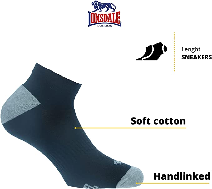 Confezione da 6 paia di calze sportive in cotone tech unisex uomo donna Lonsdale LNS09 - Caos Intimo Donna - Uomo - Bambini - Casa - Lonsdale