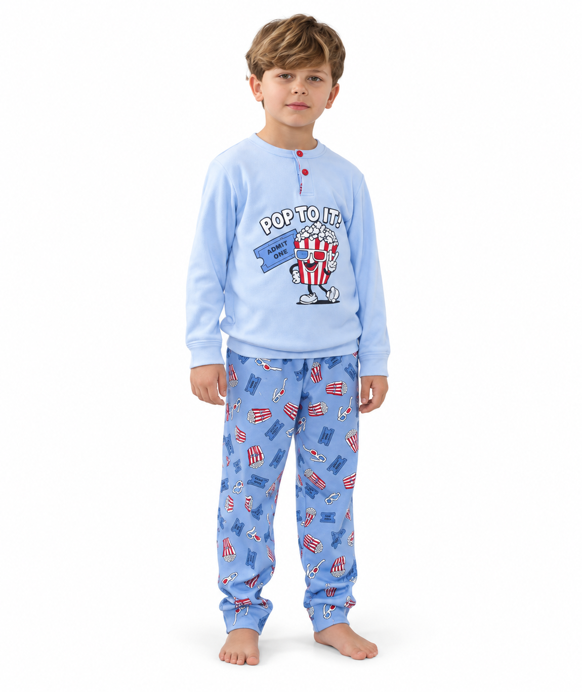Pigiama invernale bambino/ragazzo interlock Gary 3200 - CIELO - foto su fondo bianco