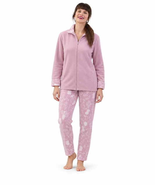 Pigiama donna invernale aperto con zip in punto Milano Gary flanellato 5536
