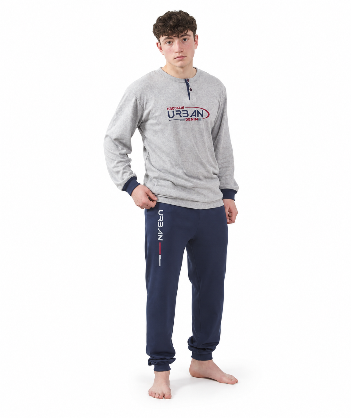 Pigiama interlock ragazzo Gary 4138 - GRIGIO - foto su fondo bianco