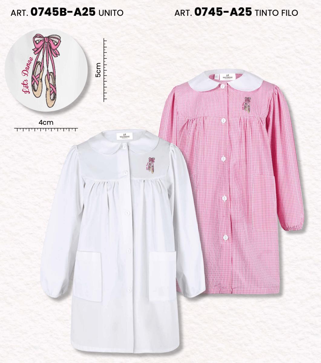 Grembiule asilo bambina bianco con abbottonatura centrale Nazareno Gabrielli ricamo Dance 0745 - Caos Intimo Donna - Uomo - Bambini - Casa - Nazareno Gabrielli