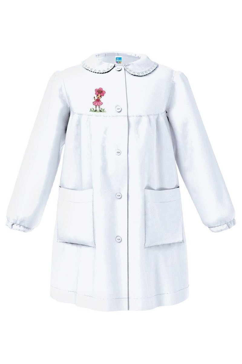 Grembiule asilo bambina con abbottonatura centrale Siggi made in Italy ricamo Bimba 4037