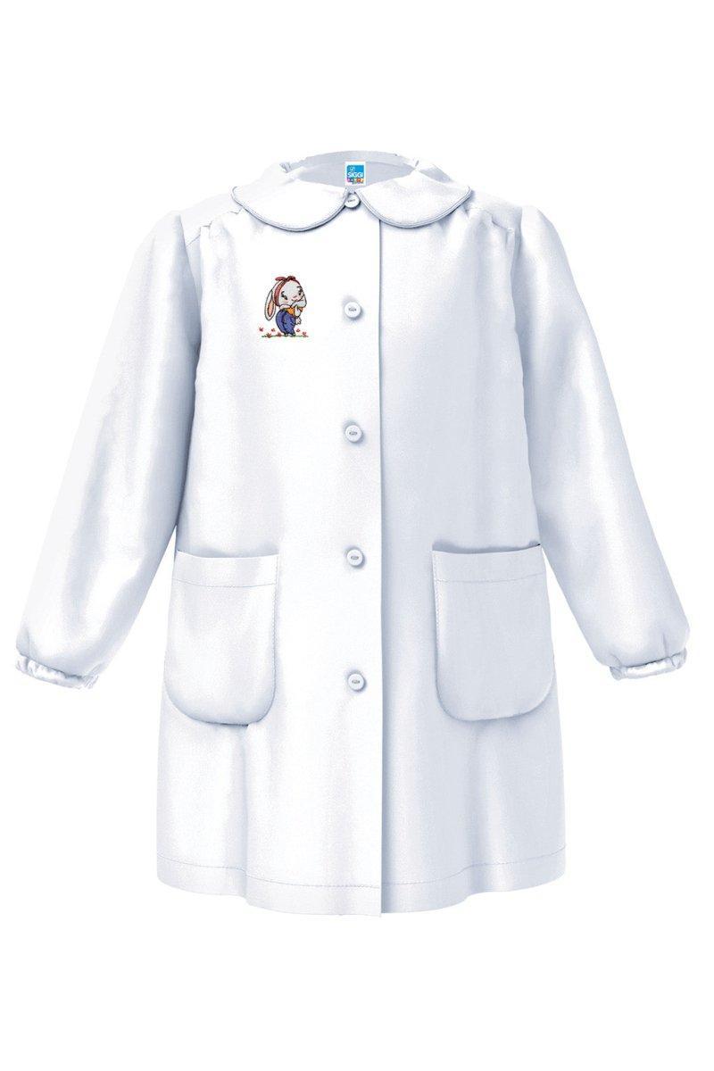 Grembiule asilo bambina con abbottonatura centrale Siggi made in Italy ricamo Coniglietto 4038