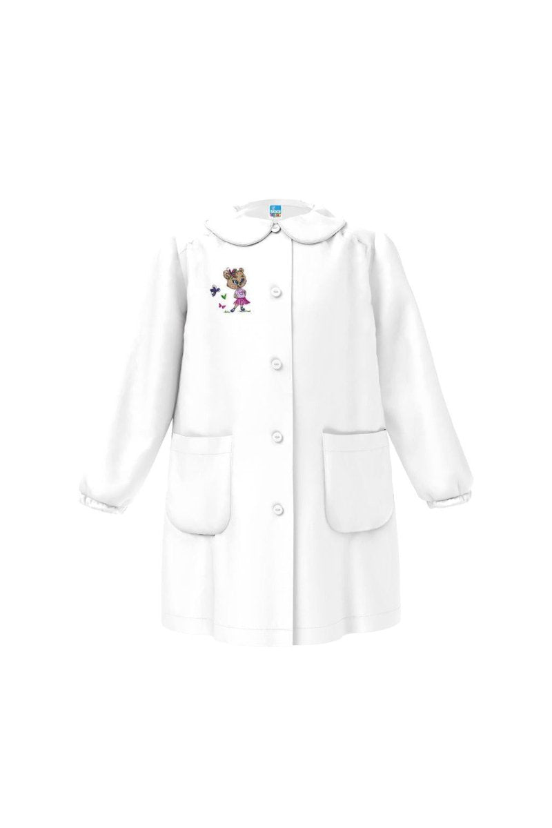 Grembiule asilo bambina con abbottonatura centrale Siggi made in Italy ricamo Orsetto 3567