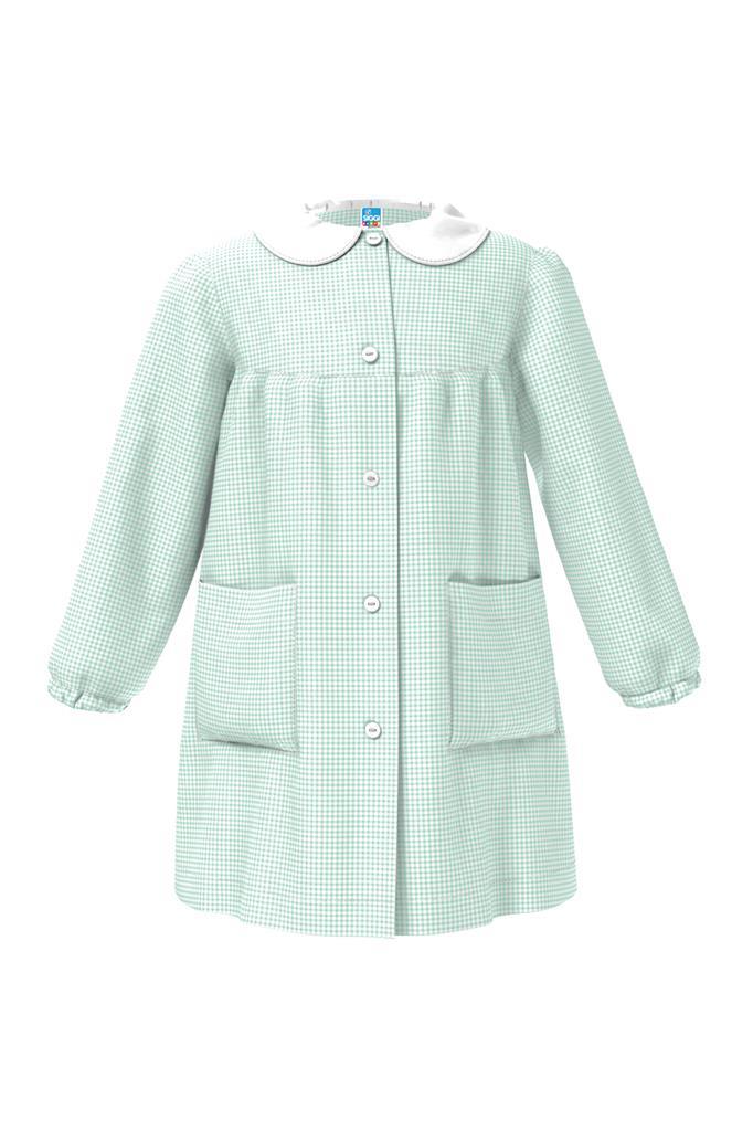 Grembiule asilo bambina con abbottonatura centrale Siggi senza ricamo a quadretto verde 2887 - Caos Intimo Donna - Uomo - Bambini - Casa - Siggi