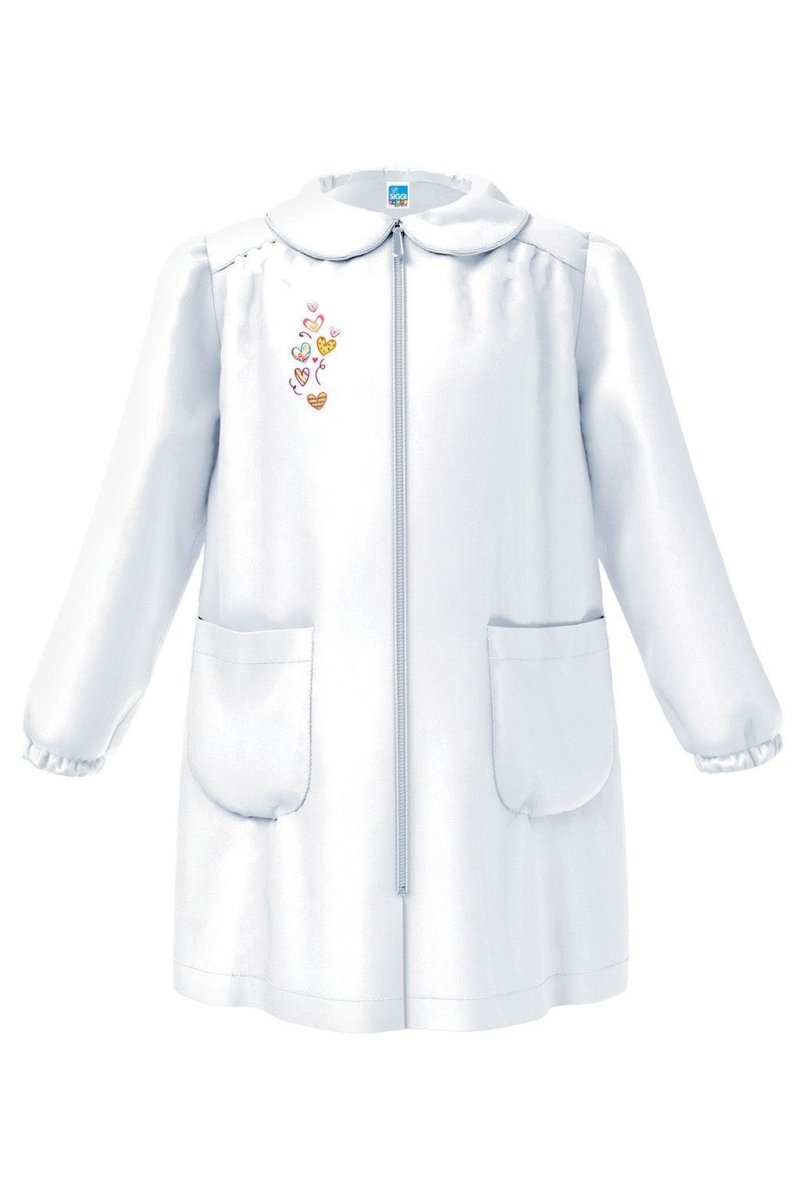 Grembiule asilo bambina con zip centrale Siggi made in Italy ricamo Cuori 4031
