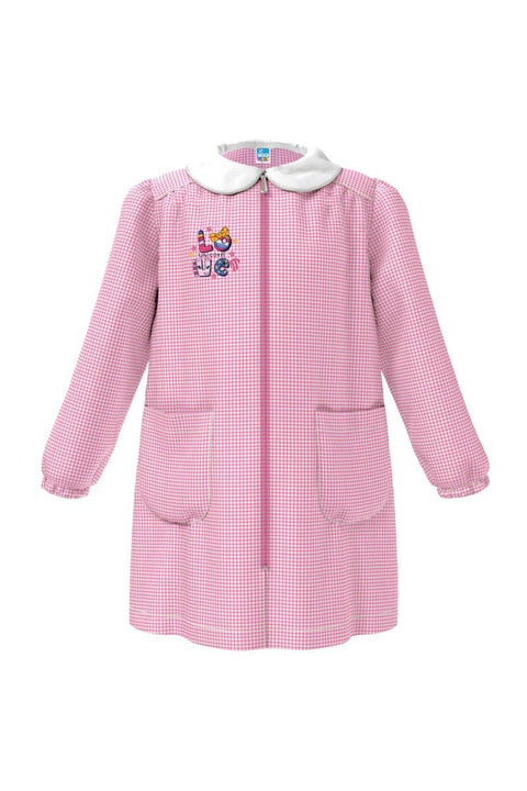 Grembiule asilo bambina con zip centrale Siggi ricamo Love a quadretti rosa 3573 - Caos Intimo Donna - Uomo - Bambini - Casa - Siggi