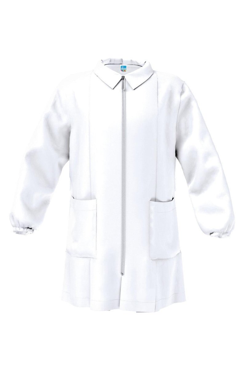 Grembiule asilo bianco bambino con zip Siggi senza ricamo 3379