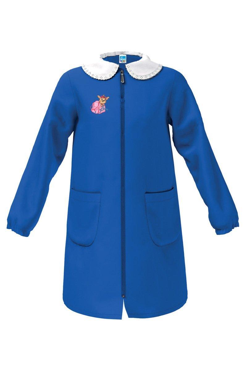 Grembiule scuola elementare Blu bambina Siggi Made in Italy ricamo Love con zip 4074