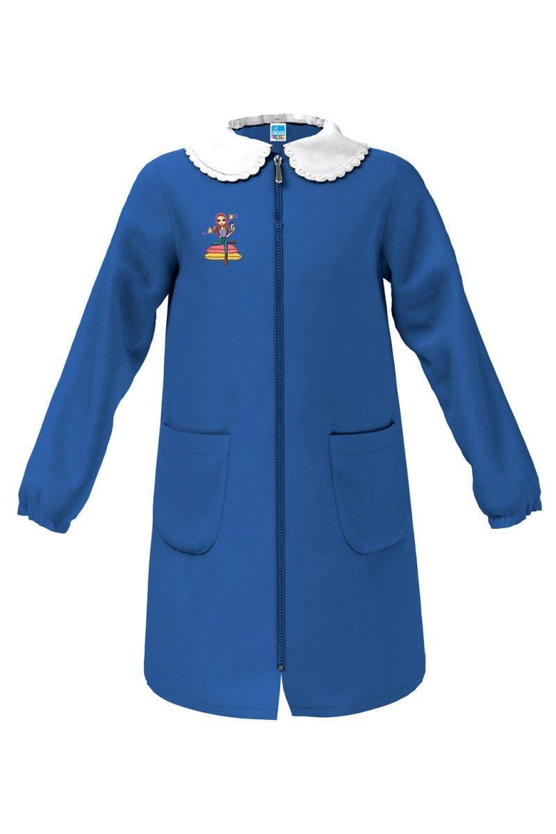 Grembiule scuola elementare Blu bambina Siggi Made in Italy ricamo Yoga con zip 4072