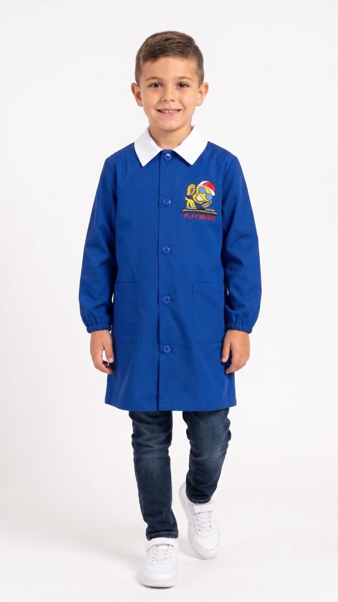 Grembiule scuola elementare blu bambino con abbottonatura laterale Nazareno Gabrielli Play Music 0805A26 - Caos Intimo - Nazareno Gabrielli