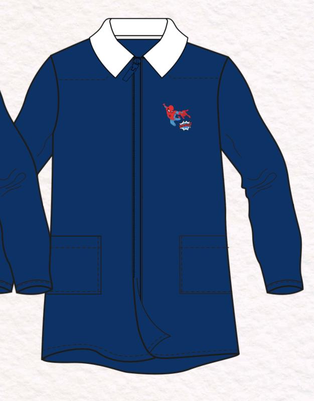 Grembiule scuola elementare blu bambino con zip Marvel Spiderman Made in Italy G603 - Caos Intimo Donna - Uomo - Bambini - Casa - Marvel