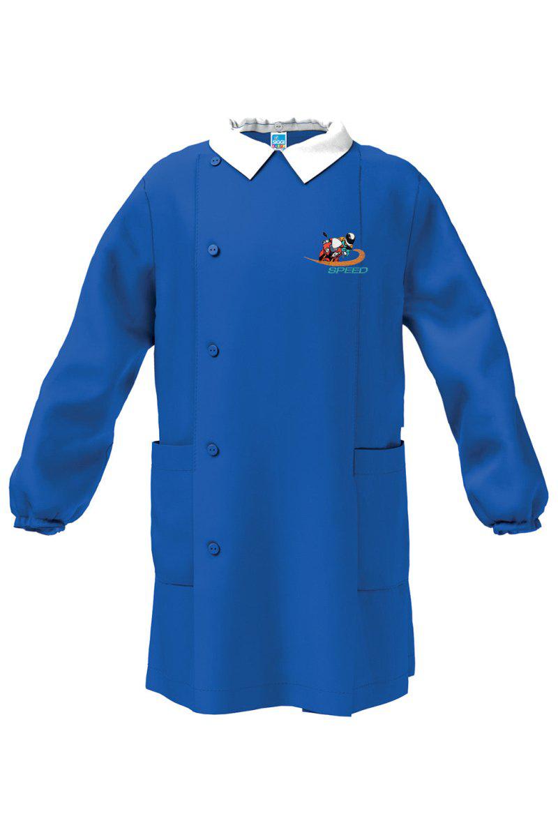 Grembiule scuola elementare blu bambino Siggi Made in Italy ricamo Moto Speed 4084