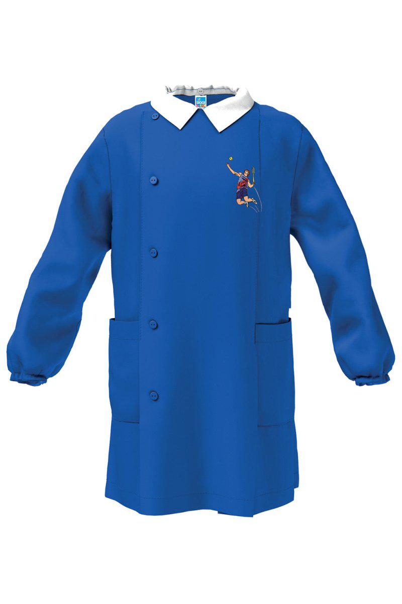 Grembiule scuola elementare blu bambino Siggi Made in Italy ricamo Tennis 4085