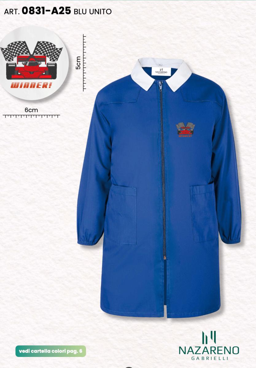 Grembiule scuola elementare blu con zip bambino Nazareno Gabrielli Made in Italy ricamo Winner 0831 - Caos Intimo Donna - Uomo - Bambini - Casa - Nazareno Gabrielli