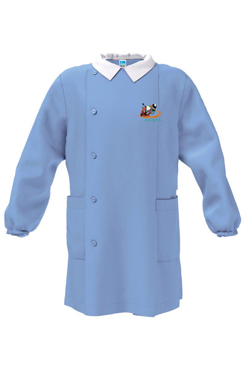 Grembiule scuola elementare celeste bambino Siggi Made in Italy ricamo Moto Speed 4084
